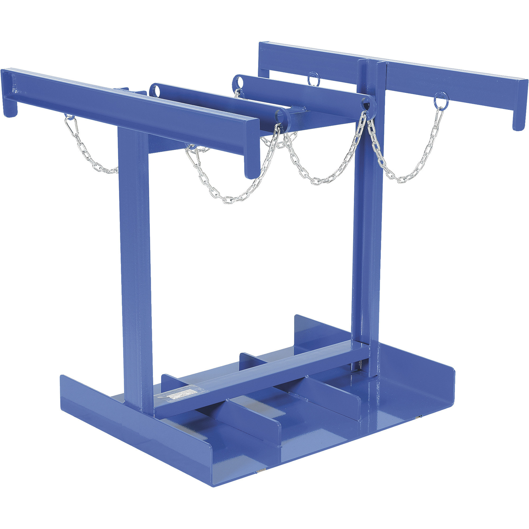 Vestil Fork-Mounted Welding Cylinder Caddy - 6 Cylinder Capacity, Safety Chains, Powder-Coat Finish, Model# CYL-P-6